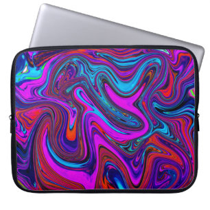 Marbled Magenta, Blue and Red Abstract Art Laptop Sleeve