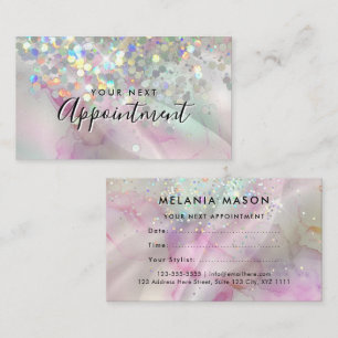 Marbled Makeup Artist Holographic Glitter Appointment Card