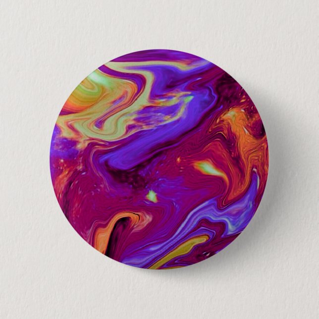 Marbled Maroon, Blue, Purple, Yellow 6 Cm Round Badge (Front)
