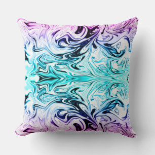 Marbled multi coloured cushion