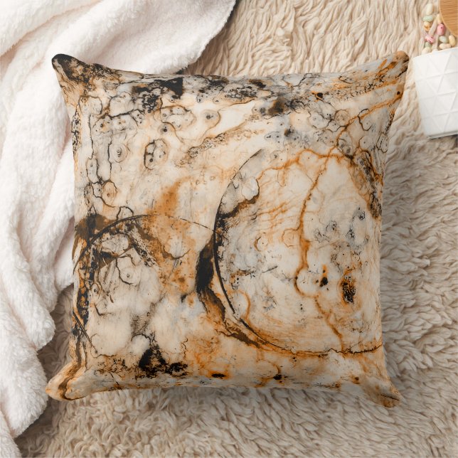 Marbled Organic Abstract Blue Green Black Throw Pi Cushion (Blanket)