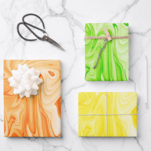 Marbled Paint Art Fall Colours Festive Fun Wrapping Paper Sheet