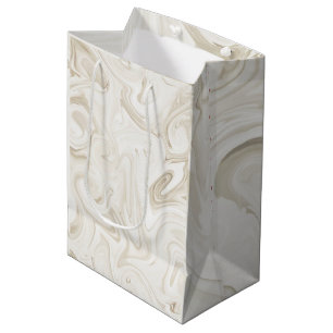 Marbled Paint Off White Chic Christmas Gift Wrap Medium Gift Bag