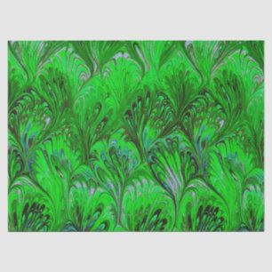MARBLED PAPER,ABSTRACT GREEN PEACOCK PATTERN TISSUE PAPER