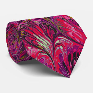 MARBLED PAPER,ABSTRACT PINK PEACOCK PATTERN,SWIRLS TIE