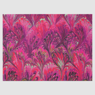 MARBLED PAPER,ABSTRACT PINK PEACOCK PATTERN TISSUE PAPER