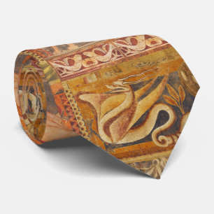 MARBLED PAPER,ABSTRACT YELLOW PEACOCK PATTERN TIE