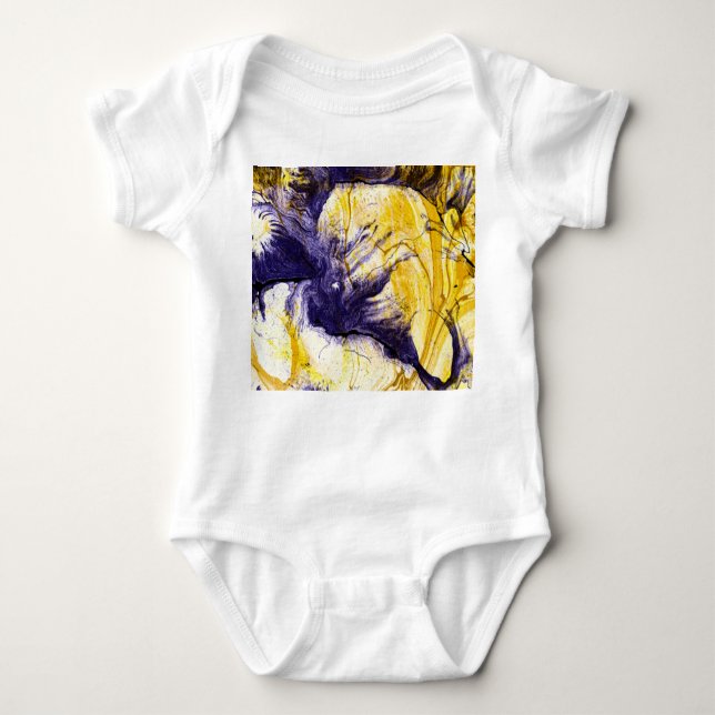 Marbled Paper: Bright Acrylic Art Baby Bodysuit (Front)