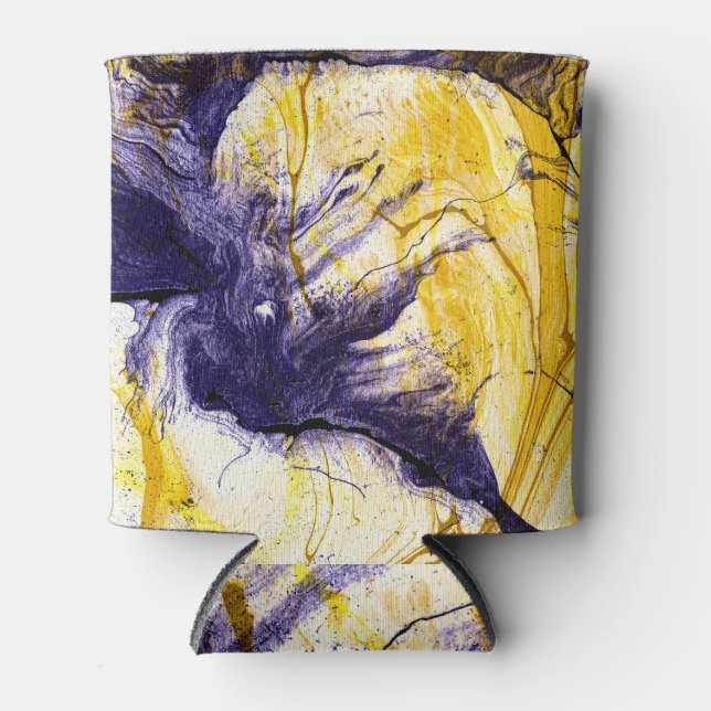 Marbled Paper: Bright Acrylic Art Can Cooler (Front)