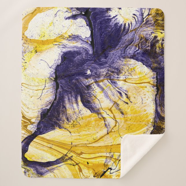 Marbled Paper: Bright Acrylic Art Sherpa Blanket (Front)