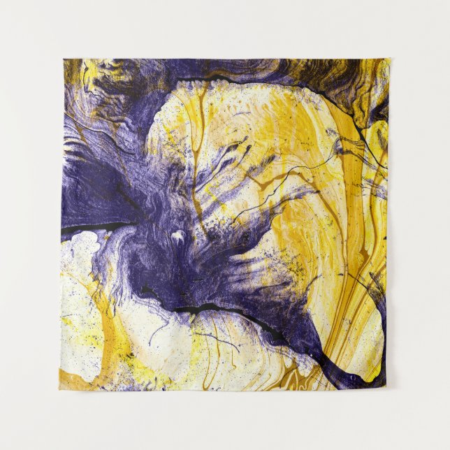 Marbled Paper: Bright Acrylic Art Tapestry (Front)