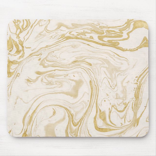 Marbled Paper Mouse Pad, Beige & White Pad (Front)