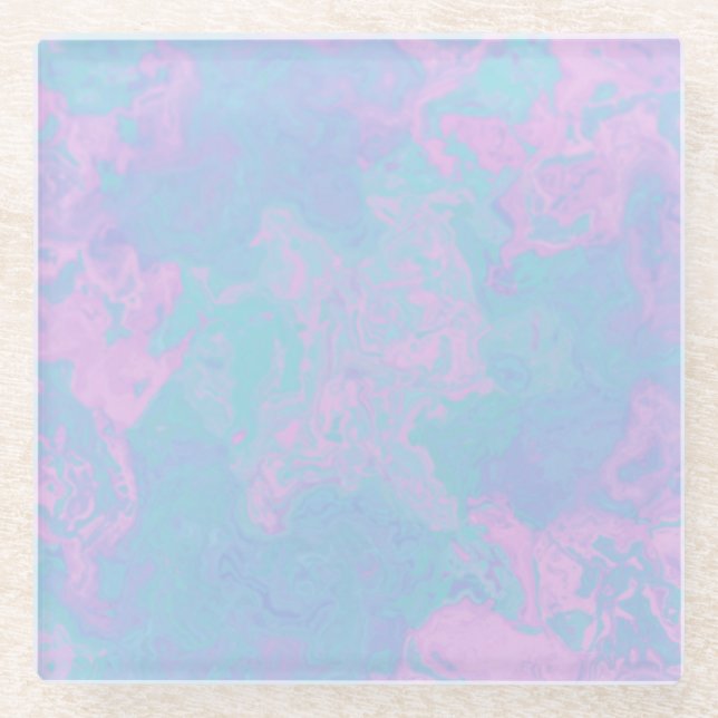 Marbled Pastel Glass Coaster (Front)