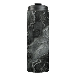 Marbled Pattern in Black and Grey Thermal Tumbler