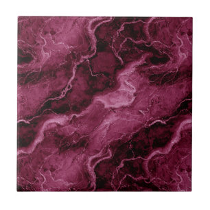 Marbled Pattern in Dark Magenta and Pink Ceramic Tile