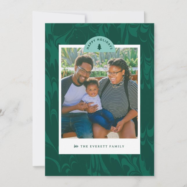 Marbled Pines Christmas Holiday Photo Card (Front)