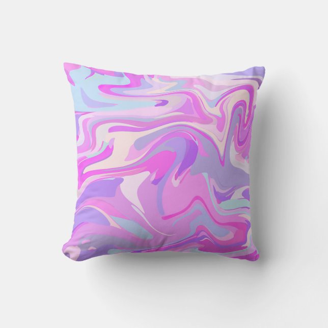 Marbled Pink Purple Turquoise Cushion (Front)