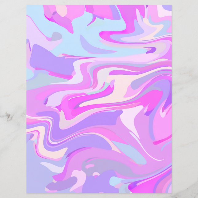 Marbled Pink Purple Turquoise Scrapbook Paper (Front)