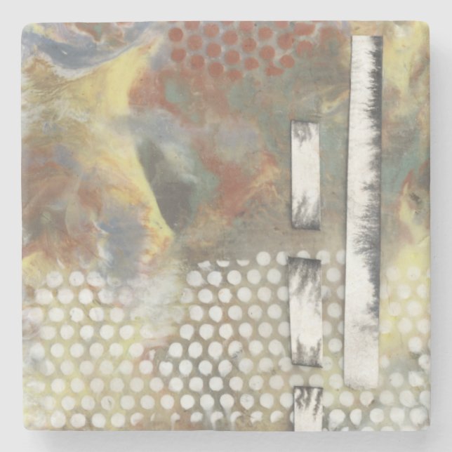 Marbled Pixels II Stone Coaster (Front)