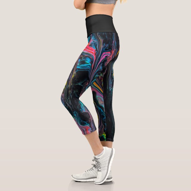 Marbled poured paint capri leggings (Left)