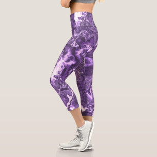 Marbled Purple Capri Leggings