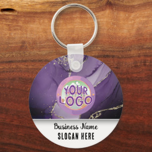 Marbled Purple Gold Branding Elegant Business Logo Key Ring