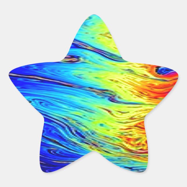 Marbled Rainbow Artwork Beautiful Star Sticker (Front)