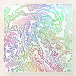 Marbled Rainbow Glass Coaster