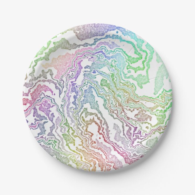 Marbled Rainbow Paper Plate (Front)