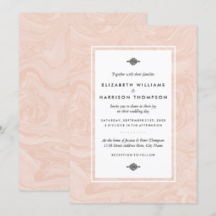 Marbled Rose Elegant Vintage Wedding Invitation