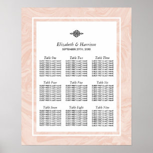 Marbled Rose Elegant Vintage Wedding Seating Chart