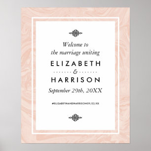 Marbled Rose Elegant Vintage Wedding Welcome Poster
