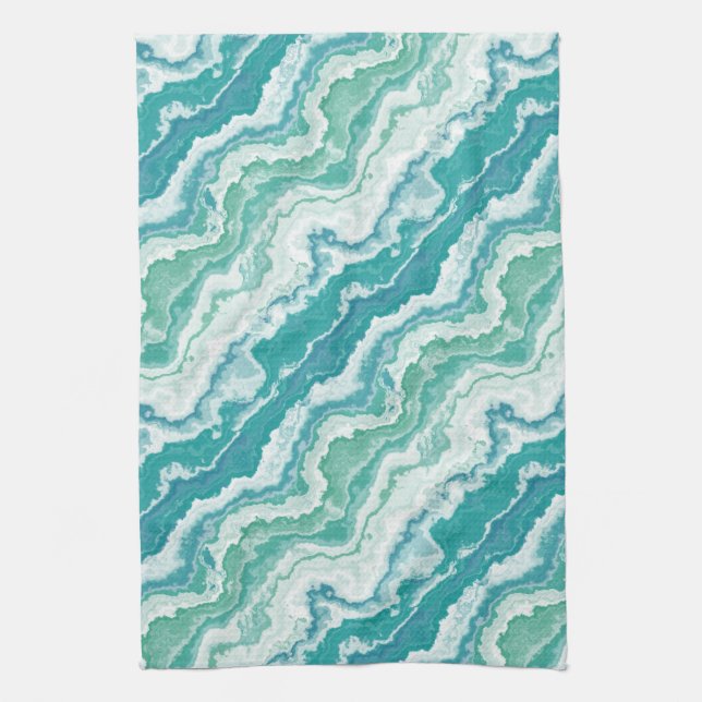 marbled sea foam : tea towel (Vertical)