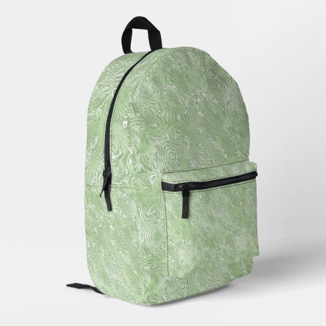 Marbled Silk Moire Pattern in Bright Lime Green Printed Backpack (Back Corner Left)