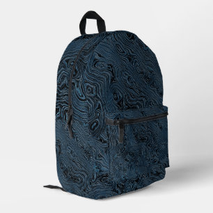 Marbled Silk Moire Pattern in deep blue Printed Backpack