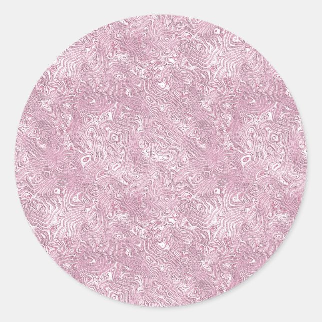 Marbled Silk Moire Pattern in Dusty Pink Classic Round Sticker (Front)