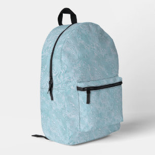 Marbled Silk Moire Pattern in Pale Blue Printed Backpack