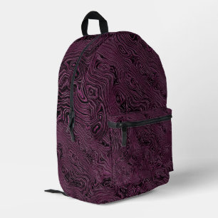 Marbled Silk Moire Pattern in Rich Maroon Printed Backpack