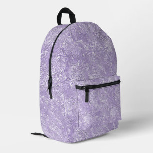 Marbled Silk Moire Pattern in Soft Lavender Lilac Printed Backpack