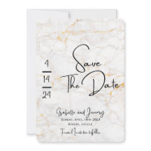 Marbled stone and gold save the date invitation