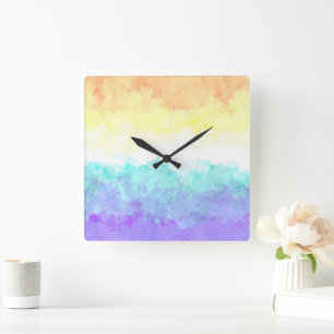 Marbled Swirly Boho Abstract Genderfaun Pride Flag Square Wall Clock