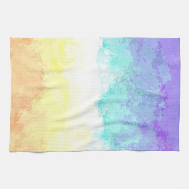 Marbled Swirly Boho Abstract Genderfaun Pride Flag Tea Towel (Horizontal)