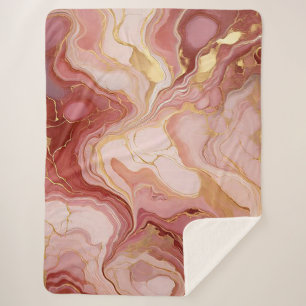 Marbled Terracotta and Gold Sherpa Blanket