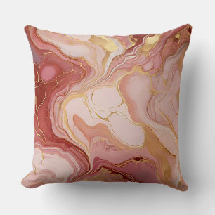 Marbled Terracotta, Ivory & Gold Elegant  Cushion