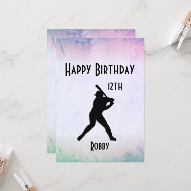 Marbled Ticket Baseball Birthday Party Invitation (Front/Back In Situ)