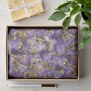 Marbled Violet Purple Faux Gold Agate Art Pattern Tissue Paper