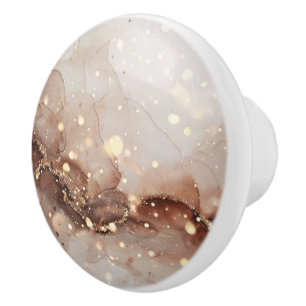 Marbled Watercolor with Glitter Accents Ceramic Knob