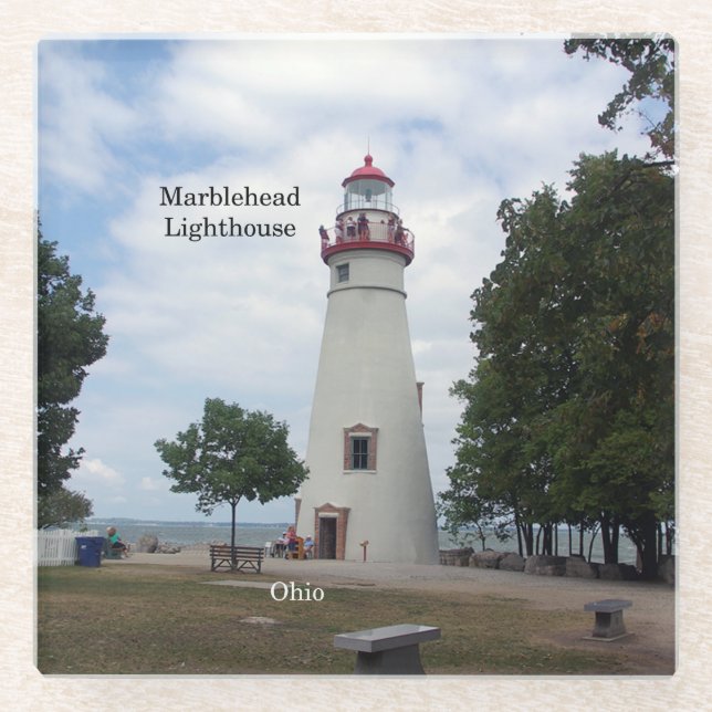 Marblehead Lighthouse glass coaster (Front)