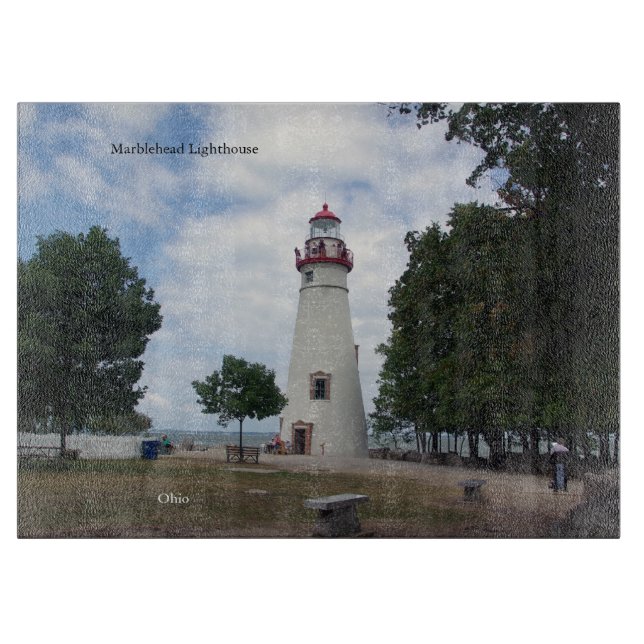 Marblehead Lighthouse glass cutting board (Front)