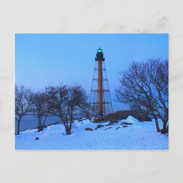 Marblehead Lighthouse Winter Postcard (Front)